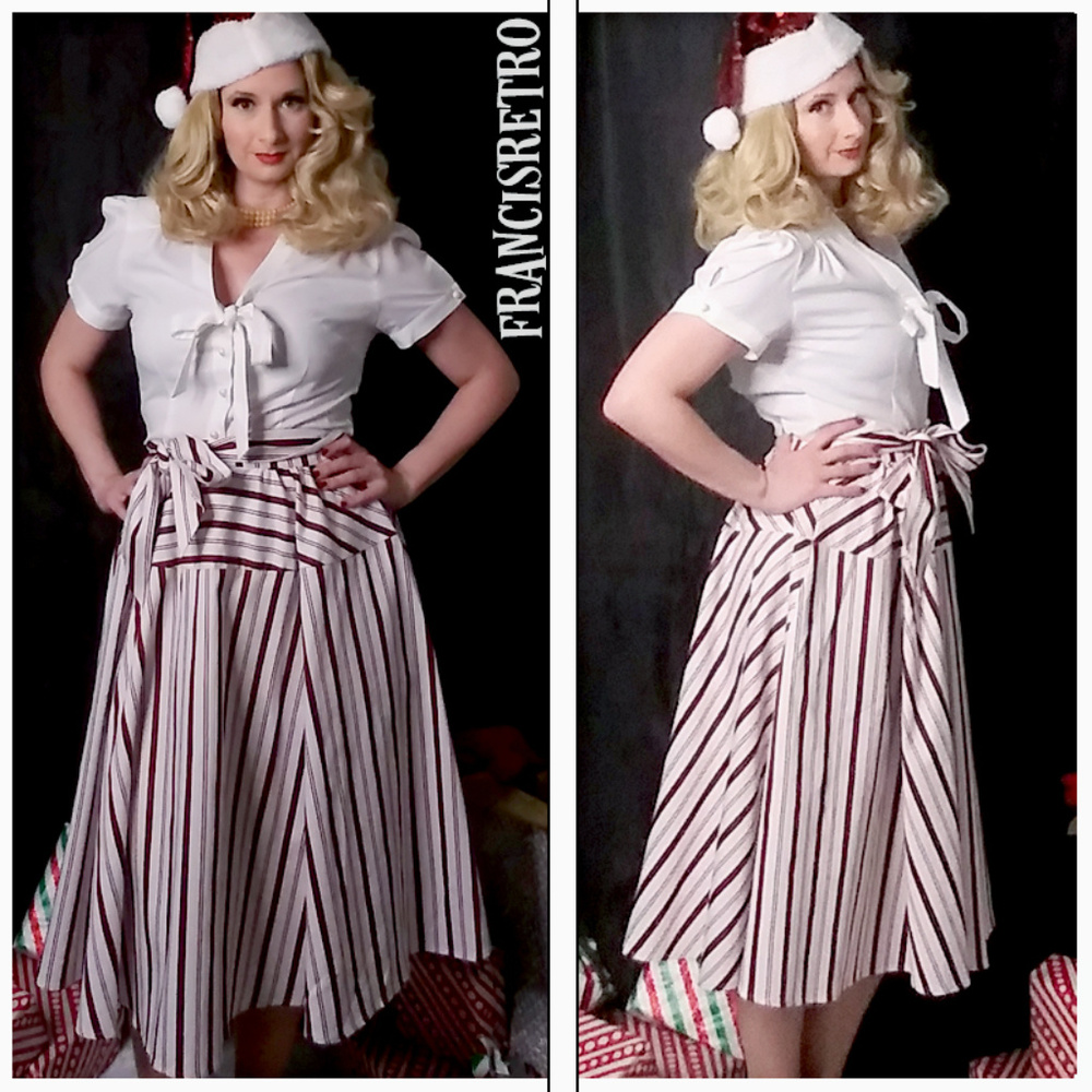 Collectif! Red White Stripe Party Swing Skirt